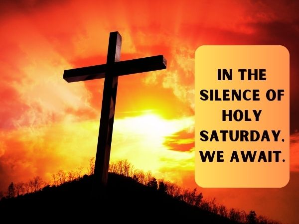 Holy Saturday image with message.